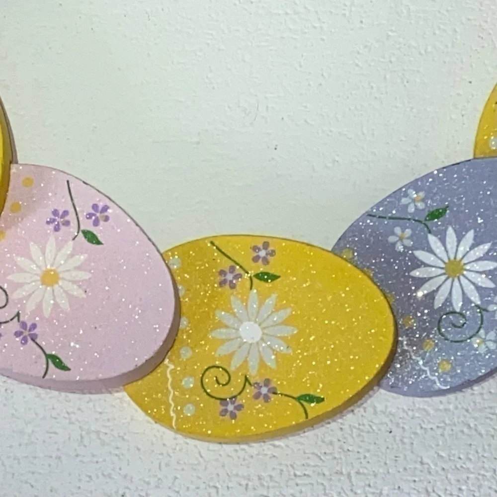 Wood Easter Egg Wreath, Colorful Easter Egg Door Decor‌‌‌